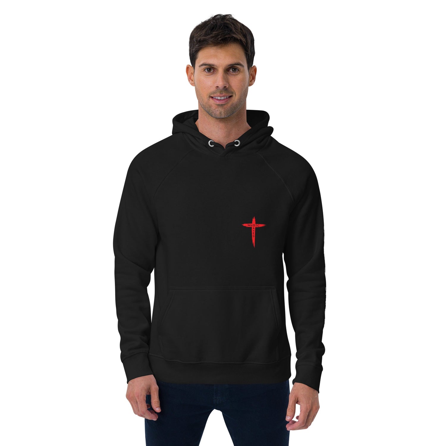 Unisex eco raglan hoodie - Music Saves