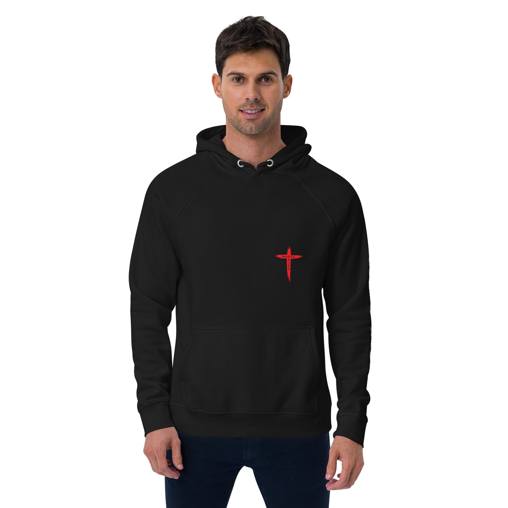 Unisex eco raglan hoodie - Music Saves