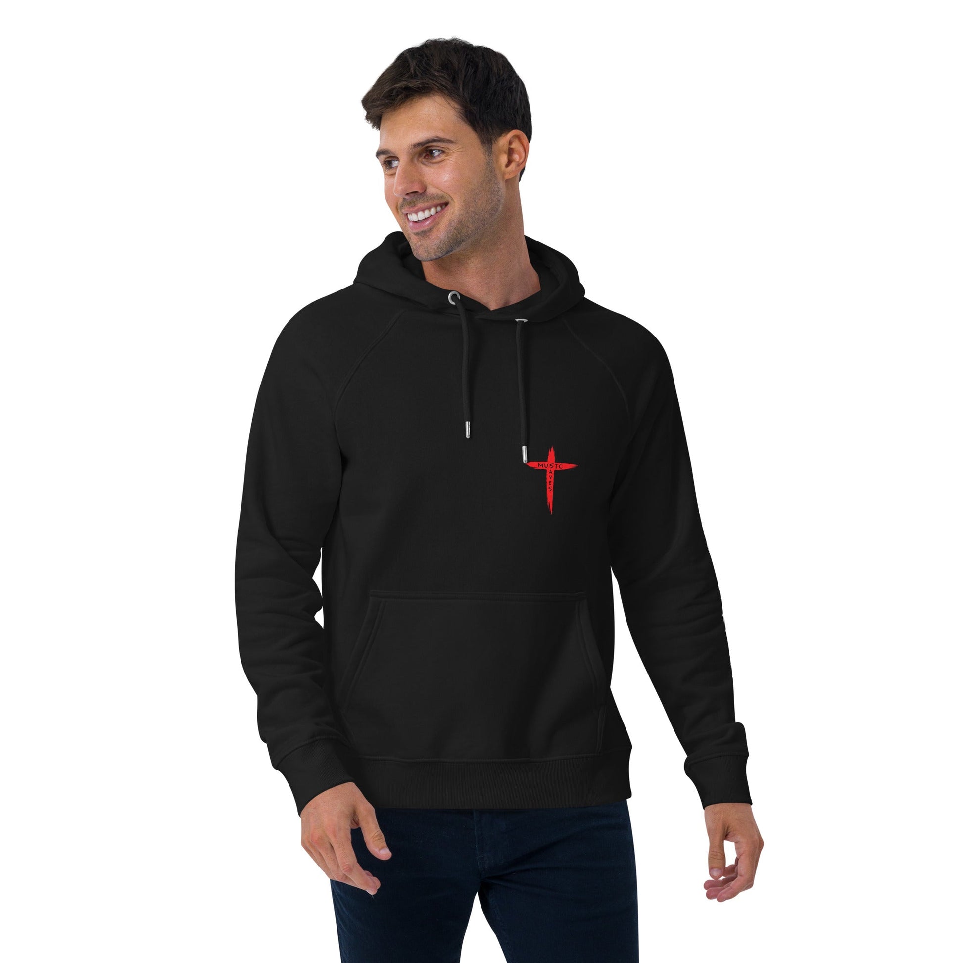 Unisex eco raglan hoodie - Music Saves