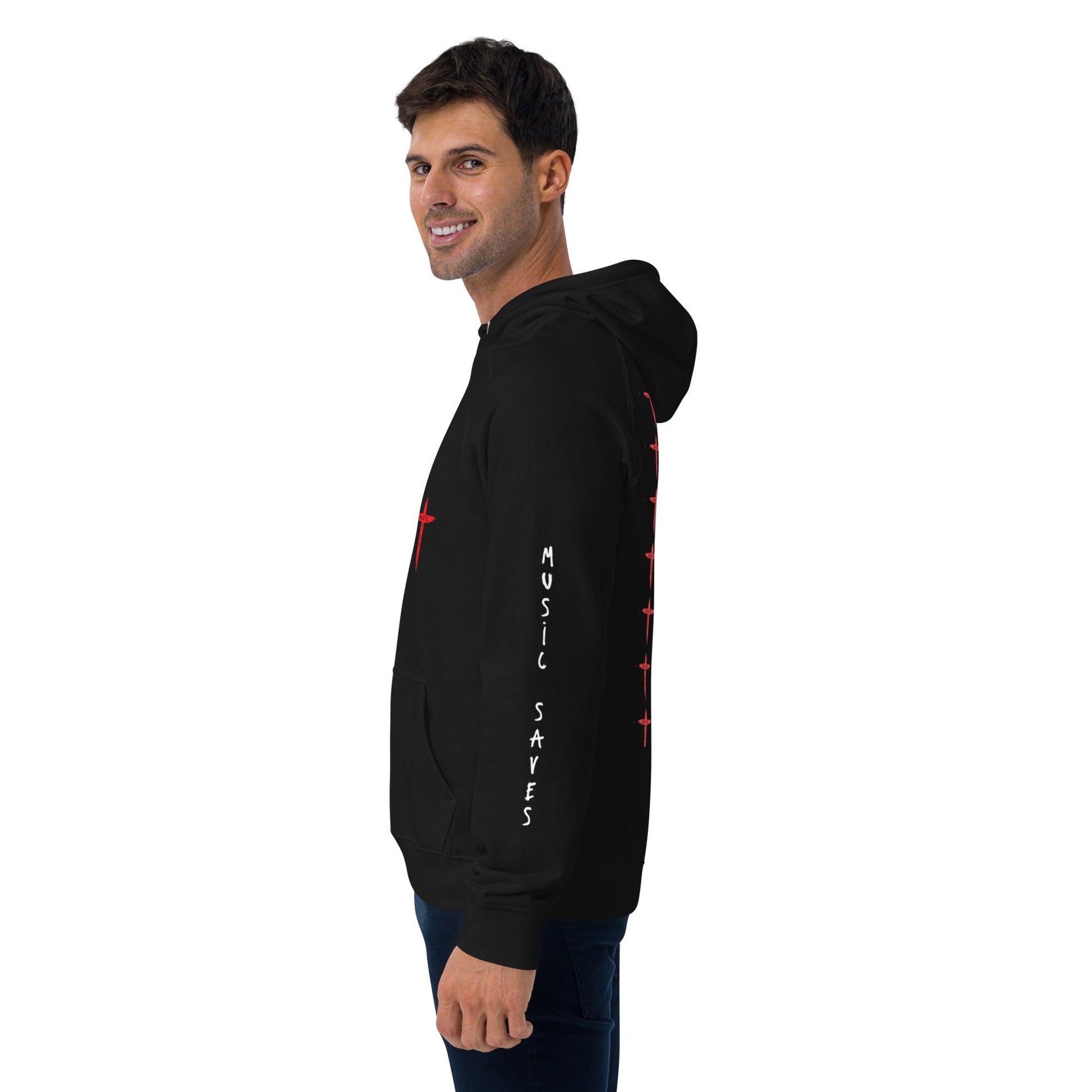 Unisex eco raglan hoodie - Music Saves