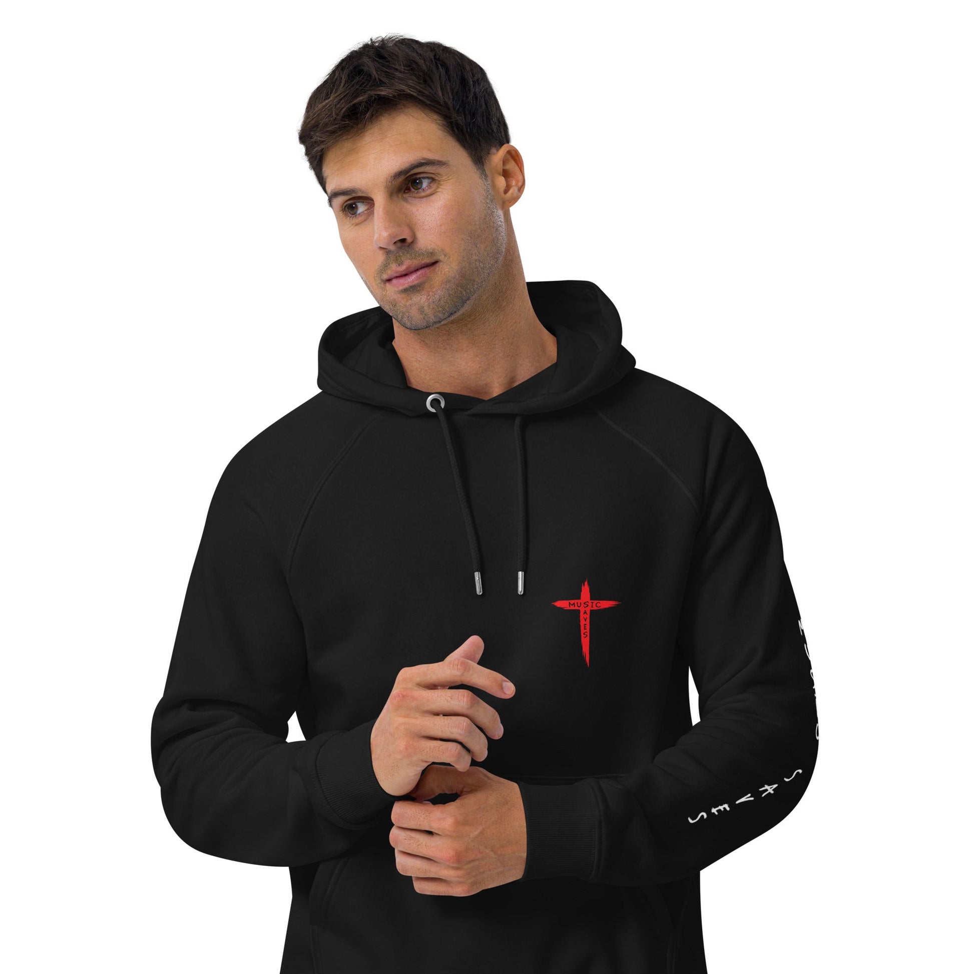 Unisex eco raglan hoodie - Music Saves