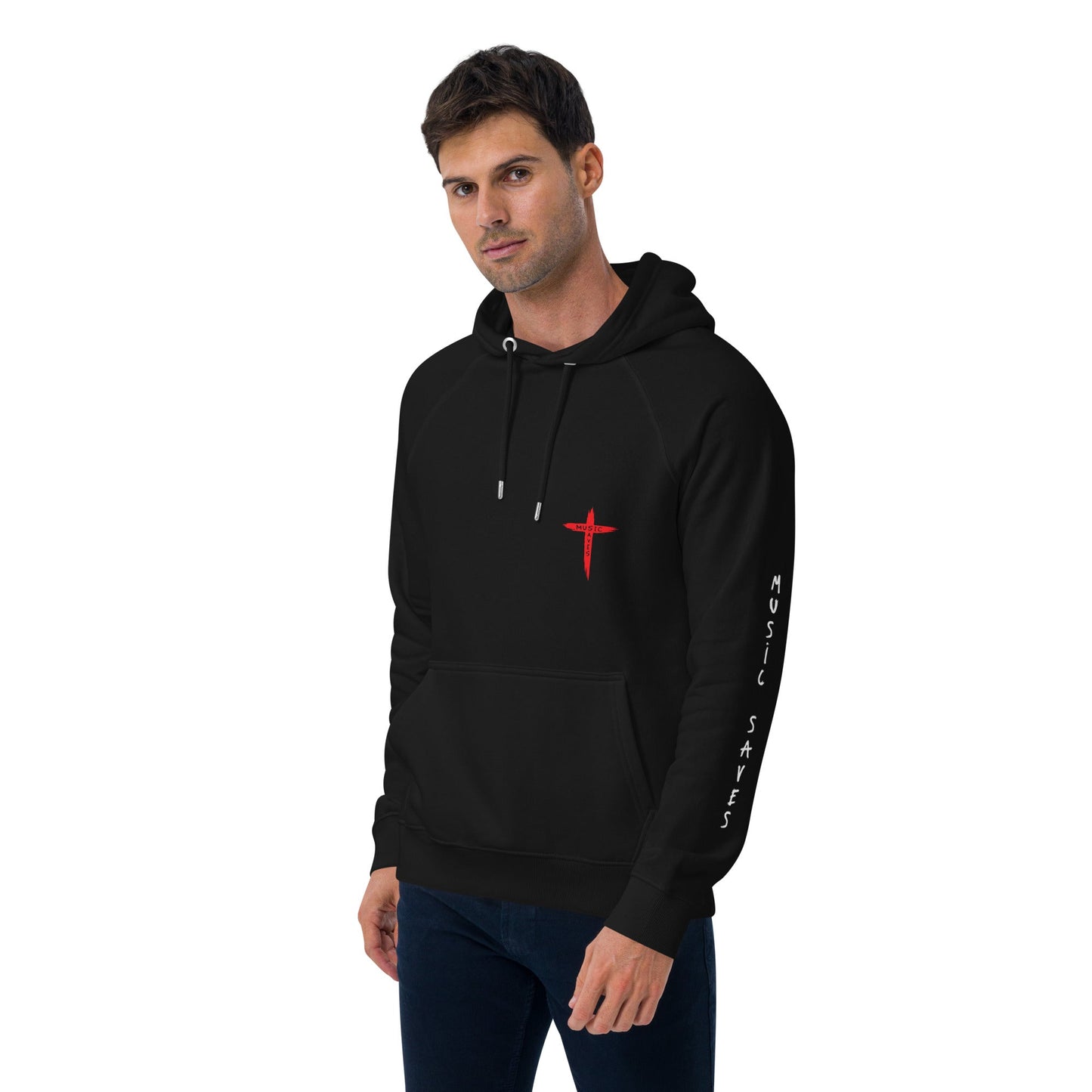 Unisex eco raglan hoodie - Music Saves