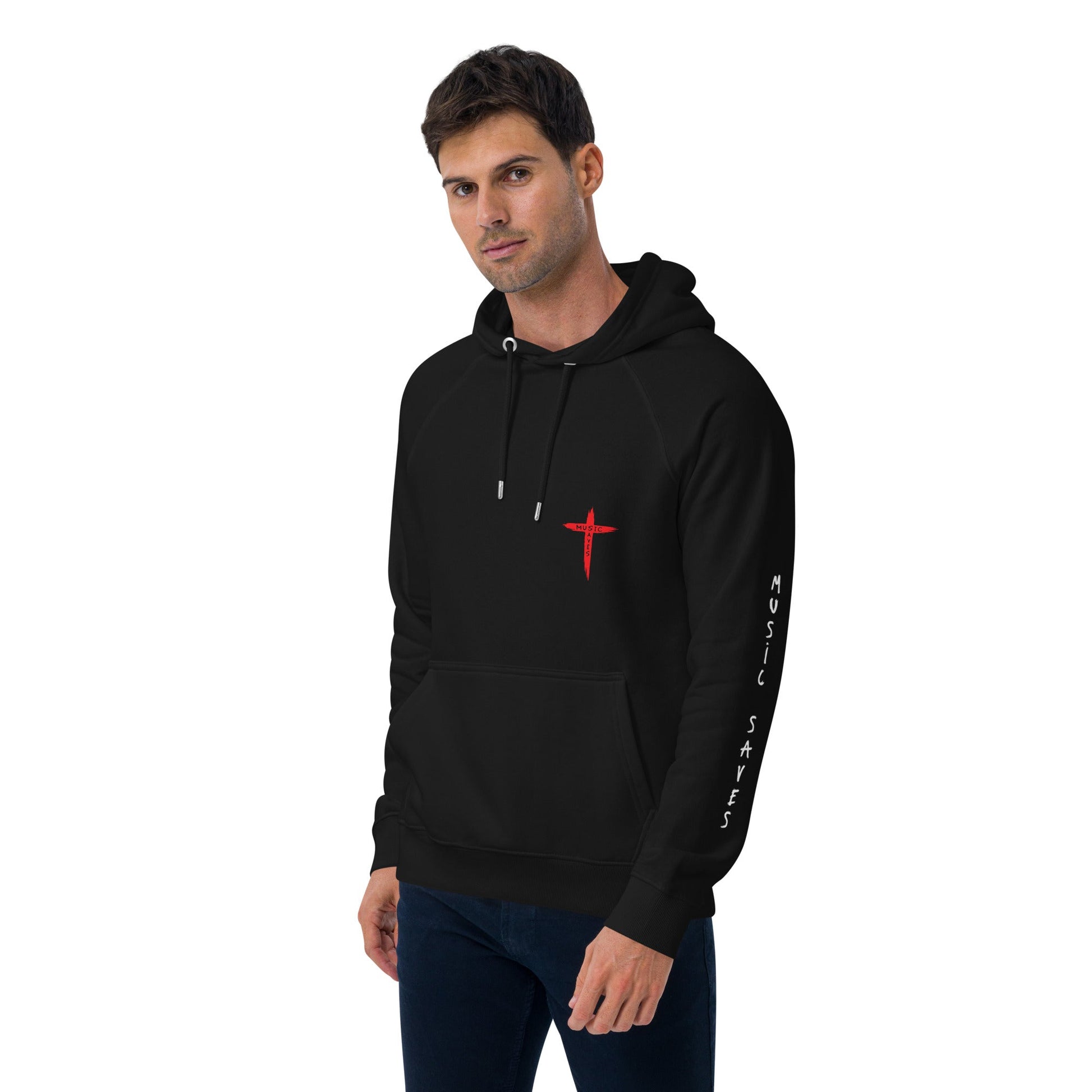 Unisex eco raglan hoodie - Music Saves